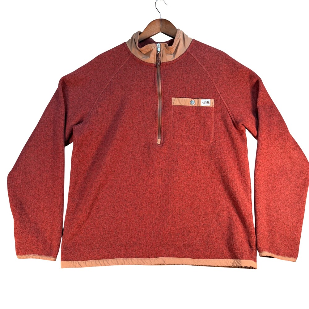 The North Face Mens Gordon Lyons Quarter Zip Fleece Pullover Red Large